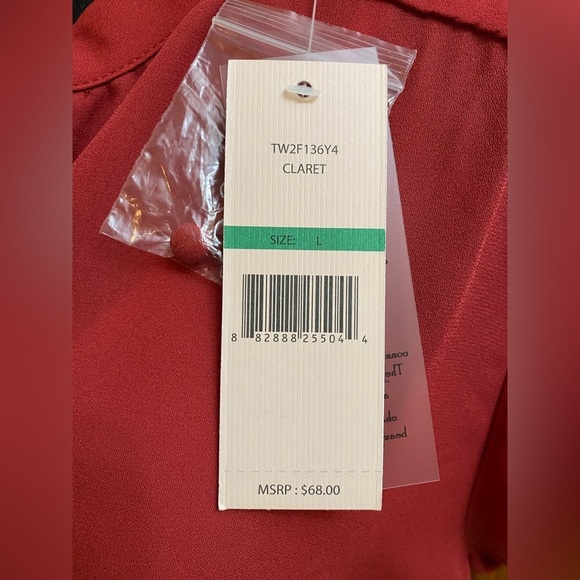 NWT Nanette Lepore Deep Red Blouse Size Large - Picture 4 of 5